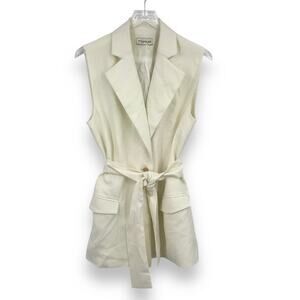 Nicholas Jennifer Vest 0 Sleeveless Button Front Belted Waist Pocket Collar